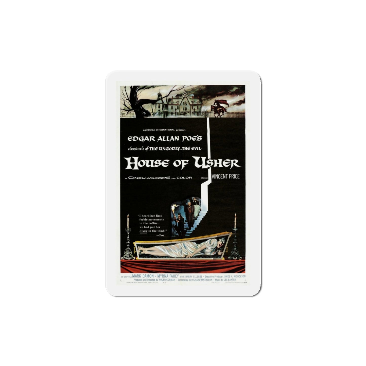 House of Usher 1960 Movie Poster Die-Cut Magnet-3 Inch-The Sticker Space