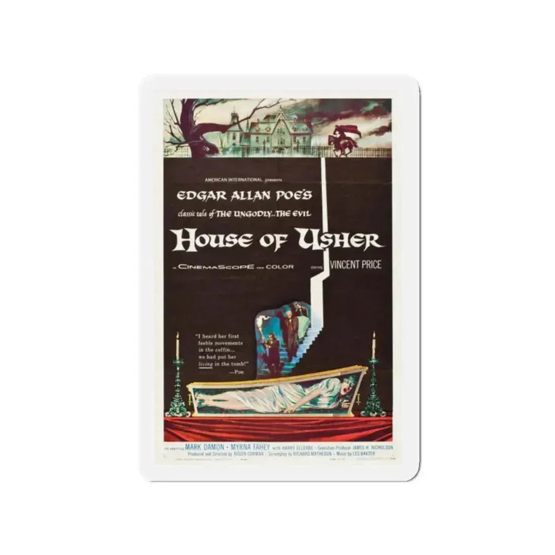 HOUSE OF USHER 1960 Movie Poster - Refrigerator Magnet 2 Inch Die-Cut - The Sticker Space