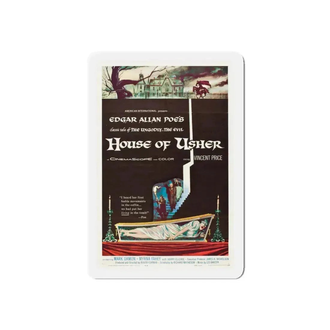 HOUSE OF USHER 1960 Movie Poster - Refrigerator Magnet 4 Inch Die-Cut - The Sticker Space