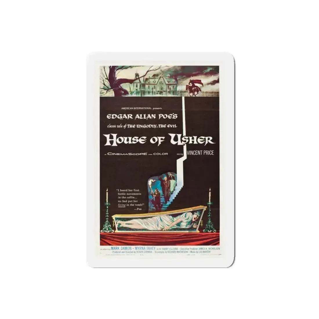 HOUSE OF USHER 1960 Movie Poster - Refrigerator Magnet 5 Inch Die-Cut - The Sticker Space