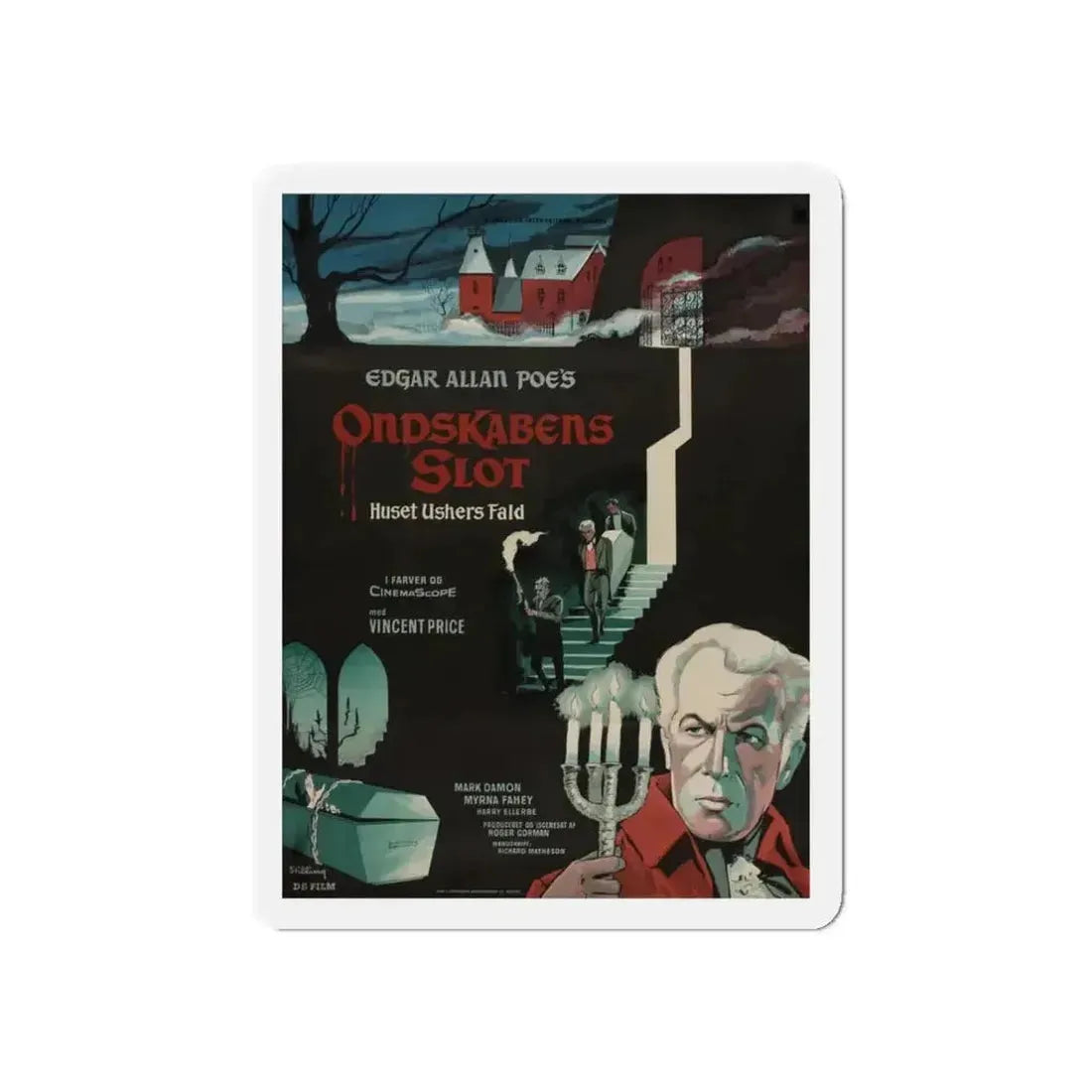 HOUSE OF USHER (DANISH) 1960 Movie Poster - Refrigerator Magnet - The Sticker Space