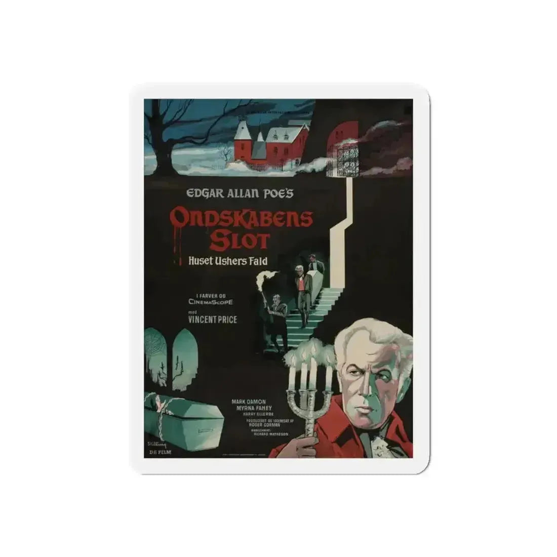 HOUSE OF USHER (DANISH) 1960 Movie Poster - Refrigerator Magnet - The Sticker Space
