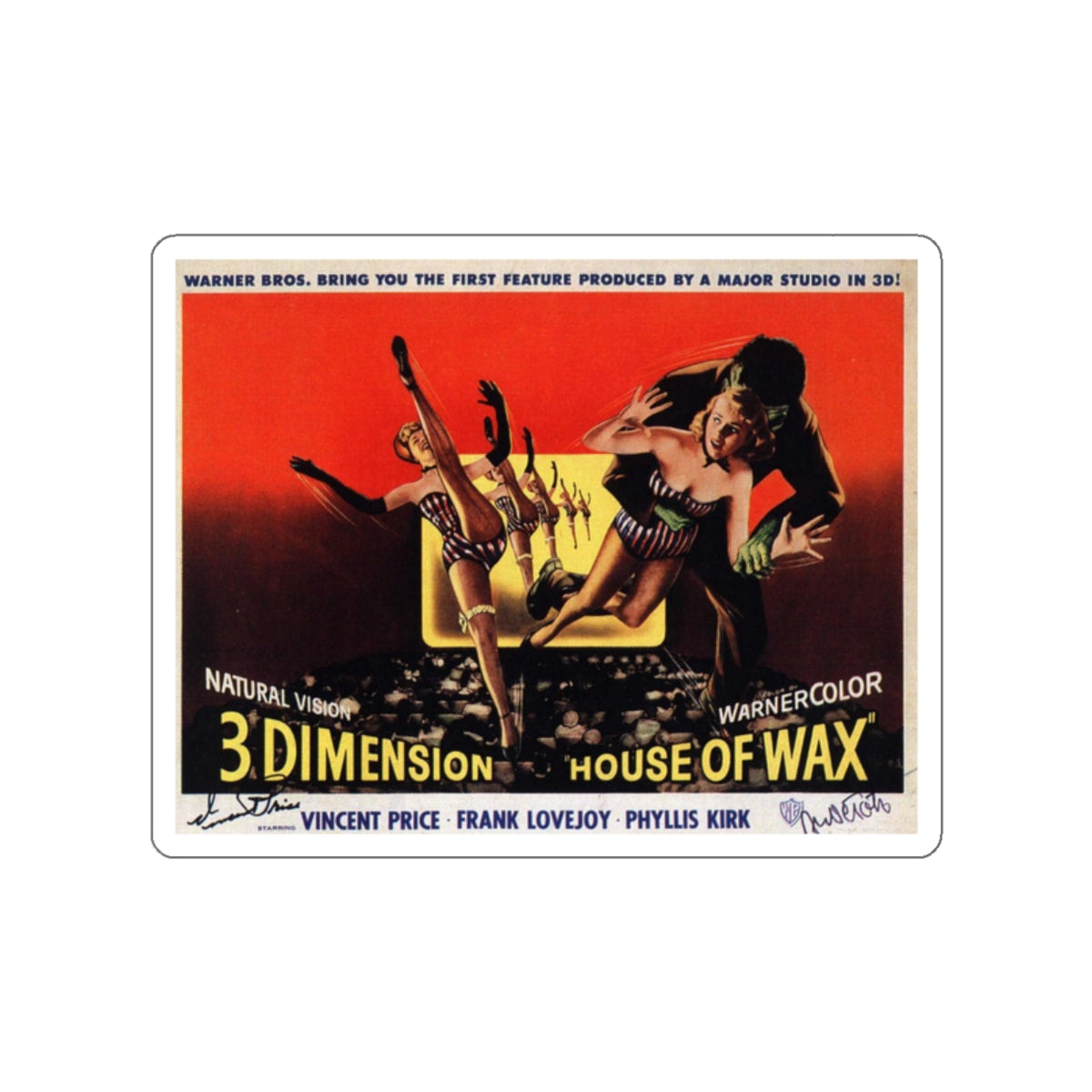 HOUSE OF WAX (4) 1953 Movie Poster STICKER Vinyl Die-Cut Decal-2 Inch-The Sticker Space