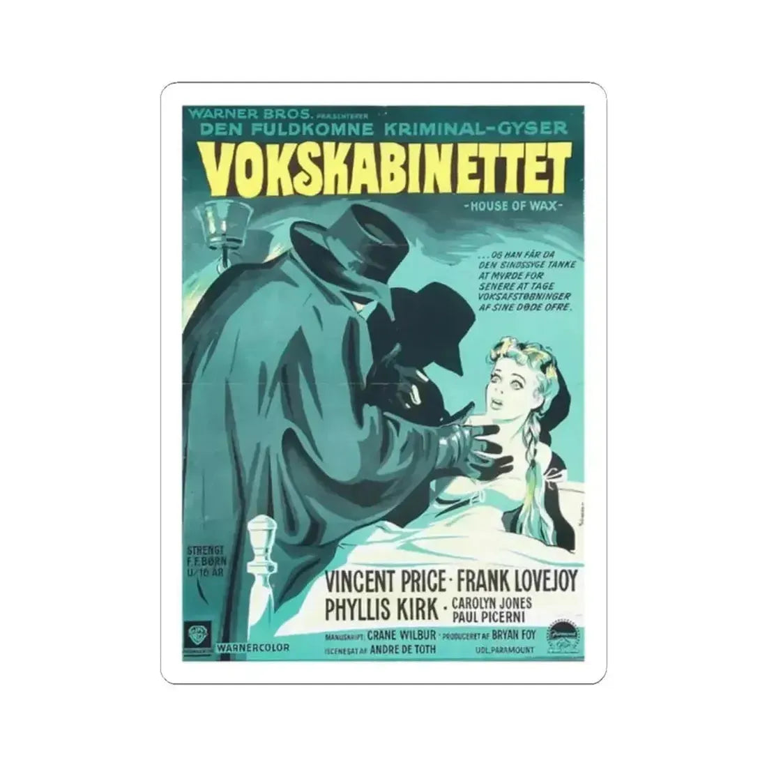 HOUSE OF WAX (DANISH) 1953 Movie Poster - STICKER Vinyl Kiss-Cut Decal 2 Inch White - The Sticker Space