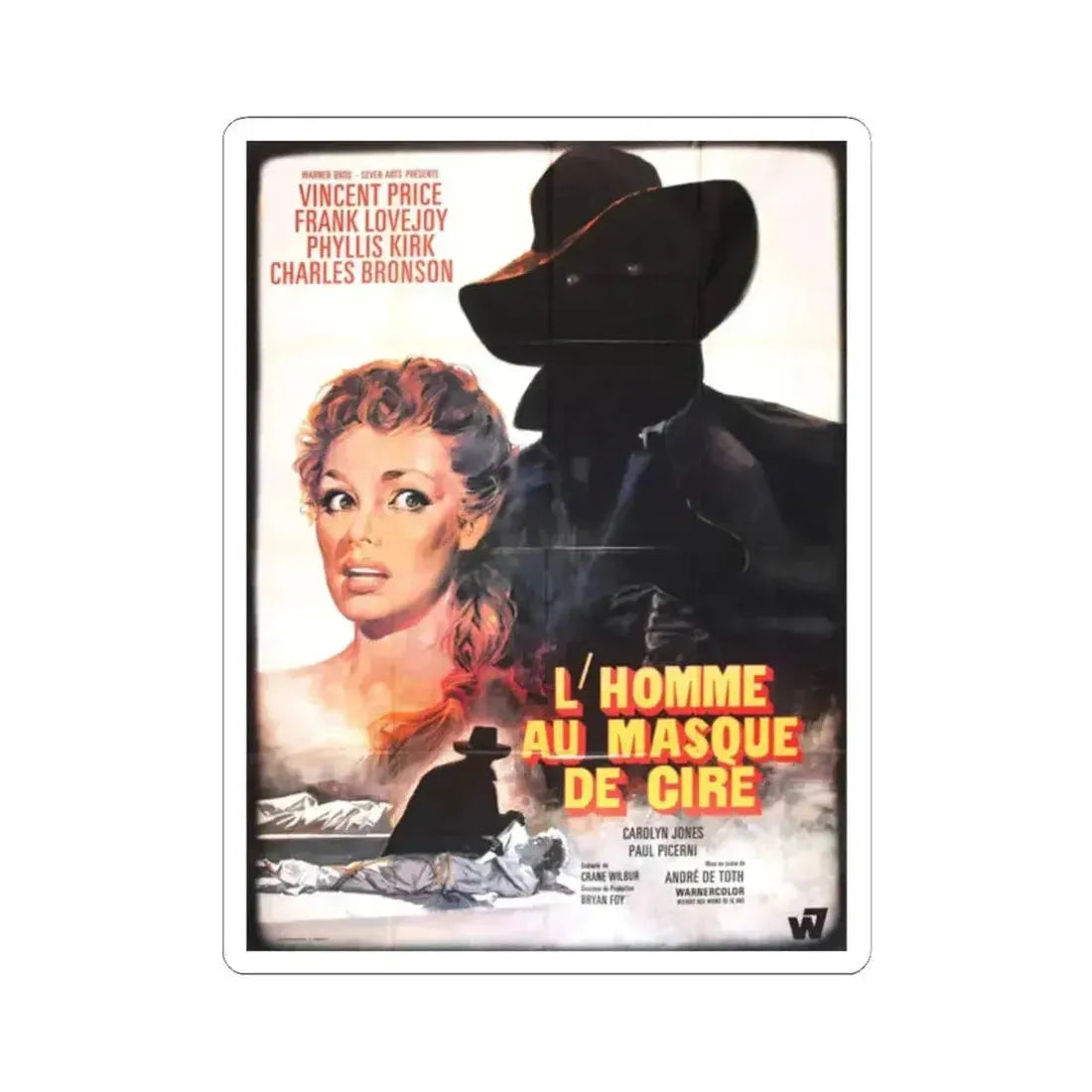 HOUSE OF WAX (FRENCH) 1953 Movie Poster - STICKER Vinyl Kiss-Cut Decal 2 Inch White - The Sticker Space