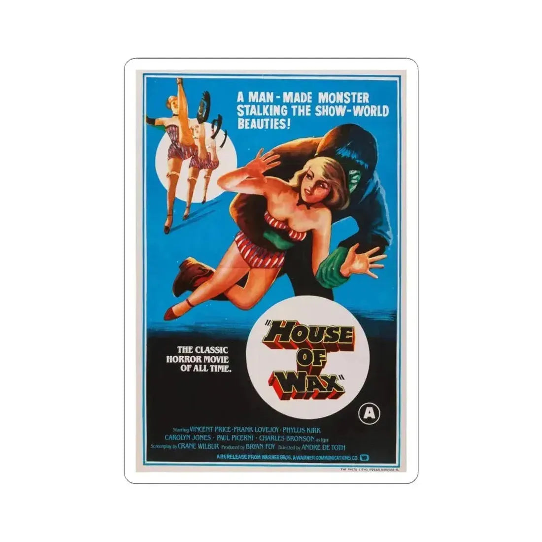 HOUSE OF WAX (INDIAN) 1953 Movie Poster - STICKER Vinyl Kiss-Cut Decal 6 Inch White - The Sticker Space