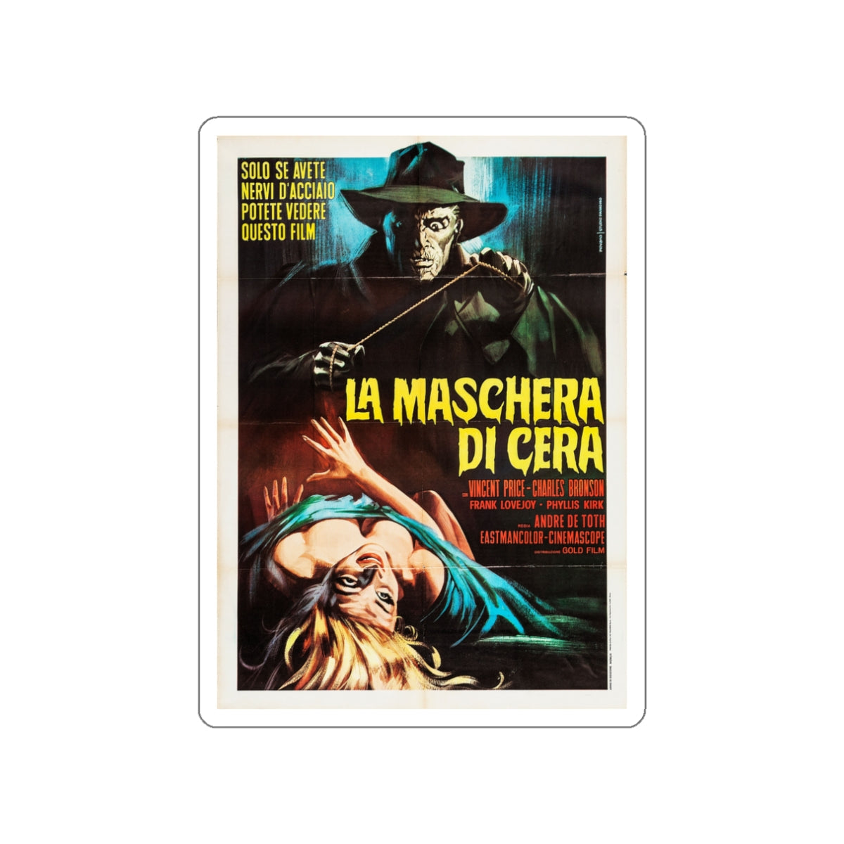 HOUSE OF WAX (ITALIAN) 1953 Movie Poster STICKER Vinyl Die-Cut Decal-3 Inch-The Sticker Space