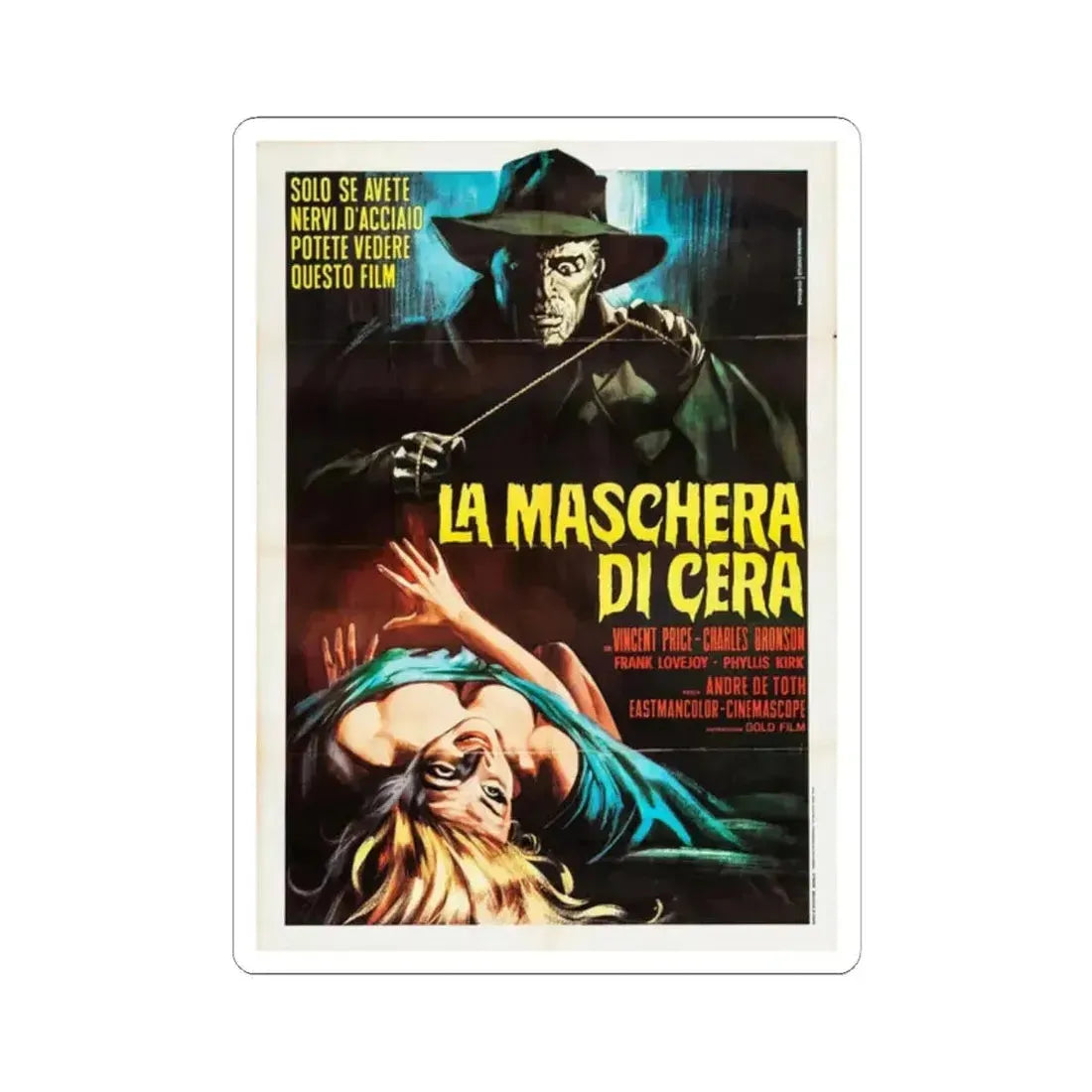 HOUSE OF WAX (ITALIAN) 1953 Movie Poster - STICKER Vinyl Kiss-Cut Decal 2 Inch White - The Sticker Space