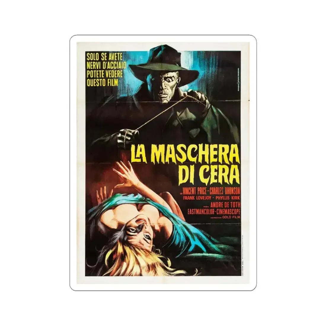 HOUSE OF WAX (ITALIAN) 1953 Movie Poster - STICKER Vinyl Kiss-Cut Decal 6 Inch White - The Sticker Space