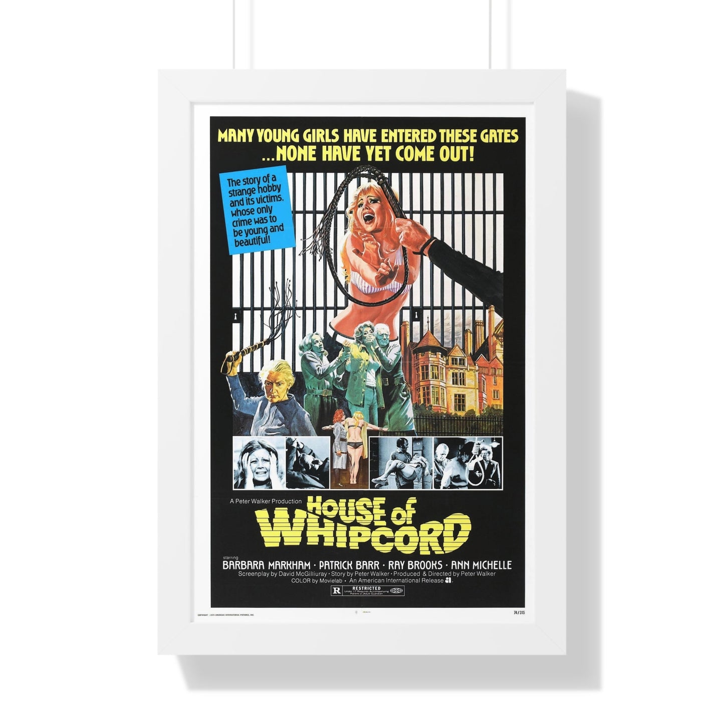 HOUSE OF WHIPCORD 1974 - Framed Movie Poster-16″ x 24″-The Sticker Space