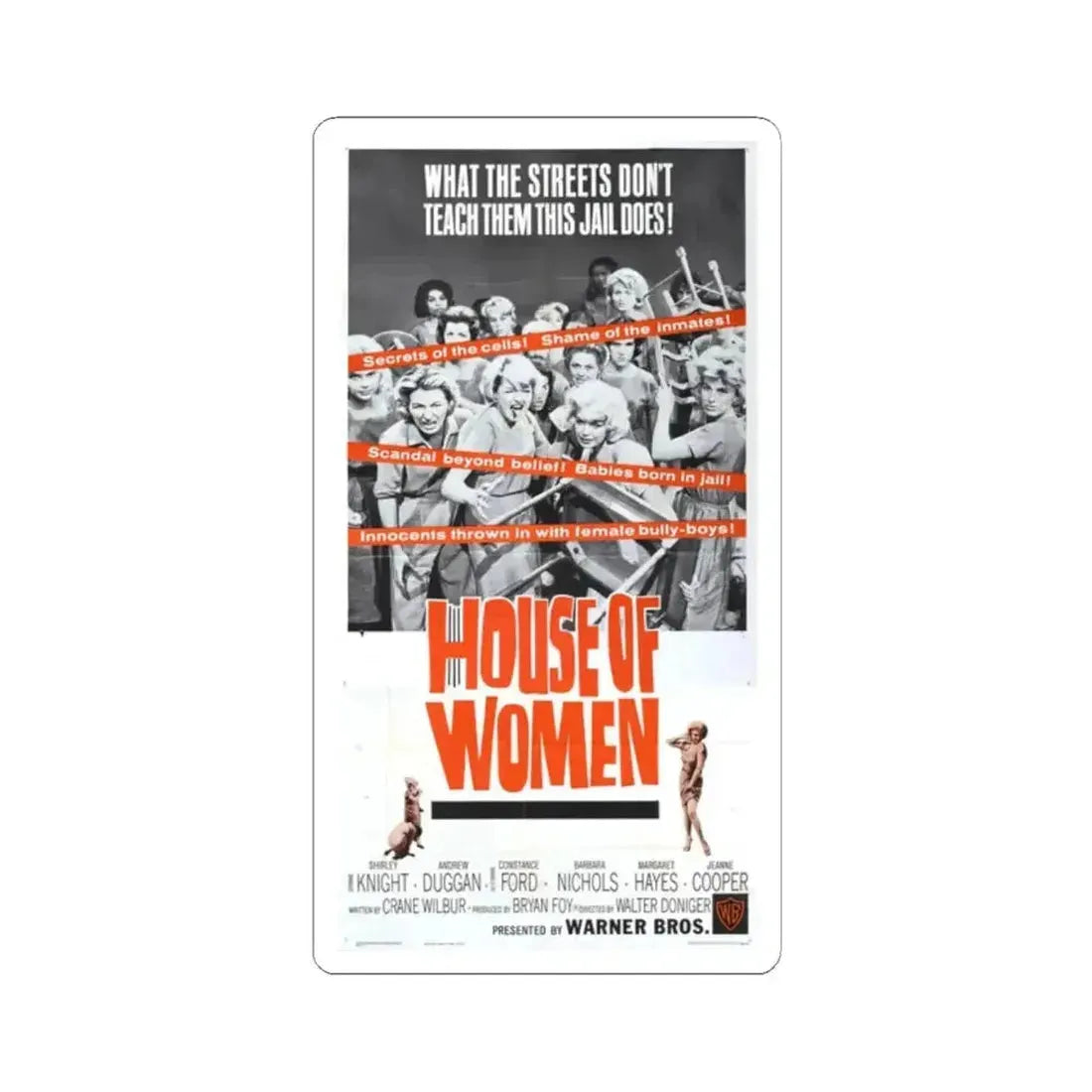 HOUSE OF WOMEN (2) 1962 Movie Poster - STICKER Vinyl Kiss-Cut Decal 2 Inch White - The Sticker Space