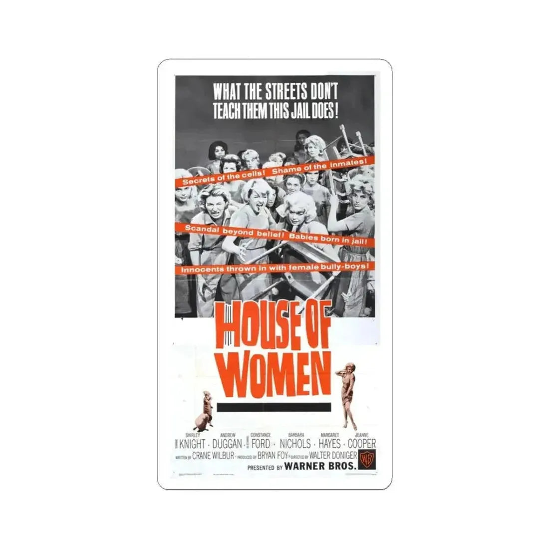 HOUSE OF WOMEN (2) 1962 Movie Poster - STICKER Vinyl Kiss-Cut Decal 3 Inch White - The Sticker Space