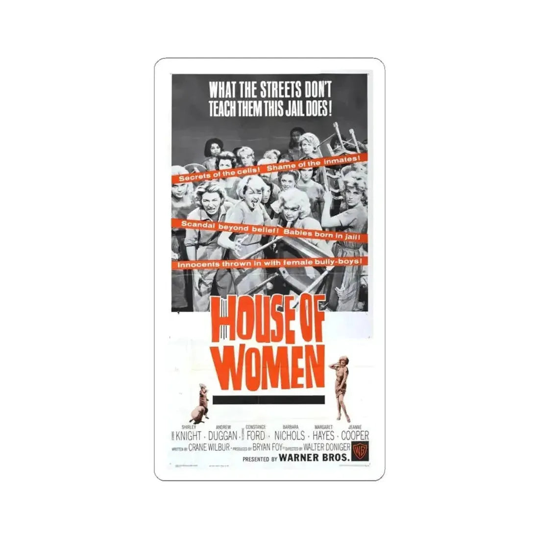 HOUSE OF WOMEN (2) 1962 Movie Poster - STICKER Vinyl Kiss-Cut Decal 4 Inch White - The Sticker Space