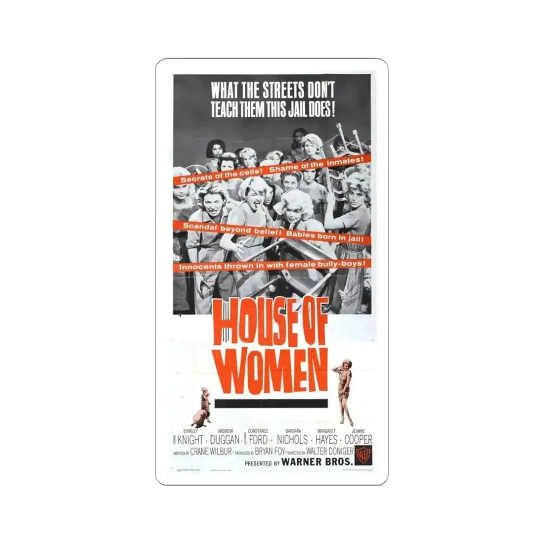 HOUSE OF WOMEN (2) 1962 Movie Poster - STICKER Vinyl Kiss-Cut Decal 6 Inch White - The Sticker Space
