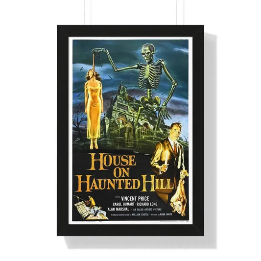HOUSE ON HAUNTED HILL 1958 - Framed Movie Poster 16″ x 24″ Black - The Sticker Space