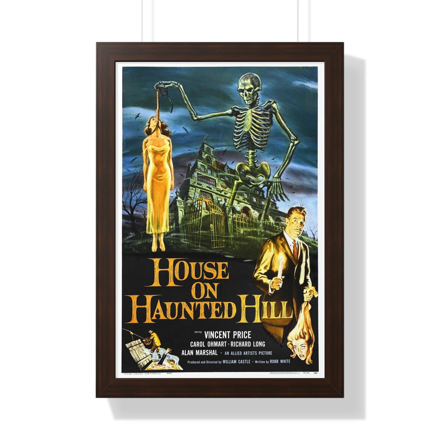 HOUSE ON HAUNTED HILL 1958 - Framed Movie Poster-16″ x 24″-The Sticker Space