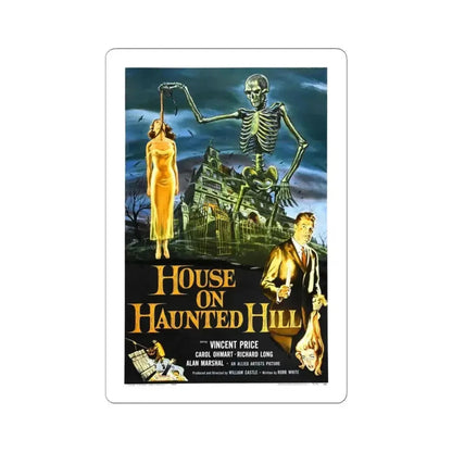 HOUSE ON HAUNTED HILL 1958 Movie Poster - STICKER Vinyl Kiss-Cut Decal 6 Inch White - The Sticker Space