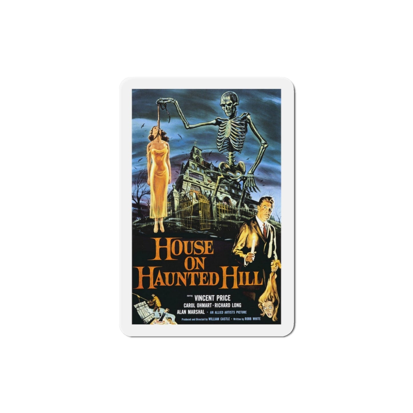 House on Haunted Hill 1959 Movie Poster Die-Cut Magnet-3 Inch-The Sticker Space