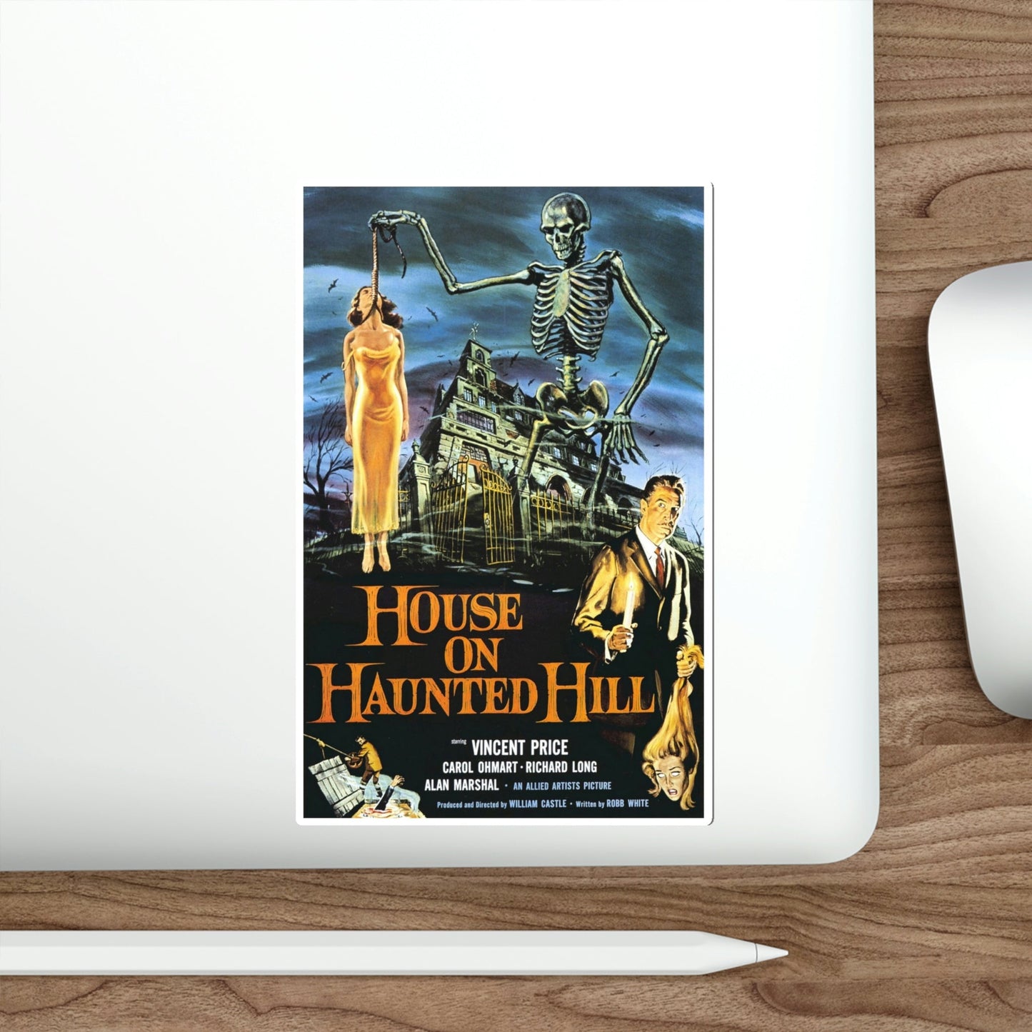 House on Haunted Hill 1959 Movie Poster STICKER Vinyl Die-Cut Decal-The Sticker Space