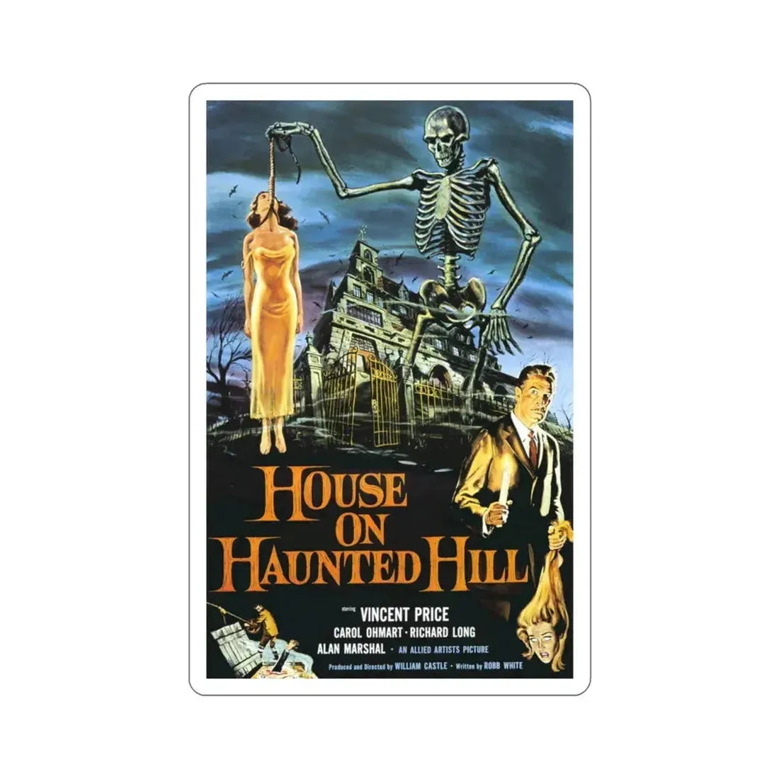 House on Haunted Hill 1959 Movie Poster STICKER Vinyl Die-Cut Decal 3 Inch - The Sticker Space