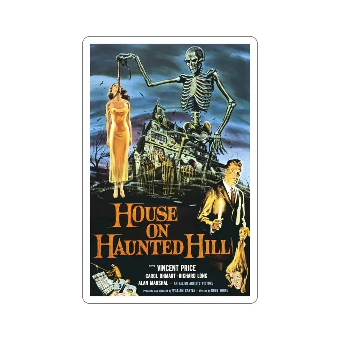 House on Haunted Hill 1959 Movie Poster STICKER Vinyl Die-Cut Decal 6 Inch - The Sticker Space