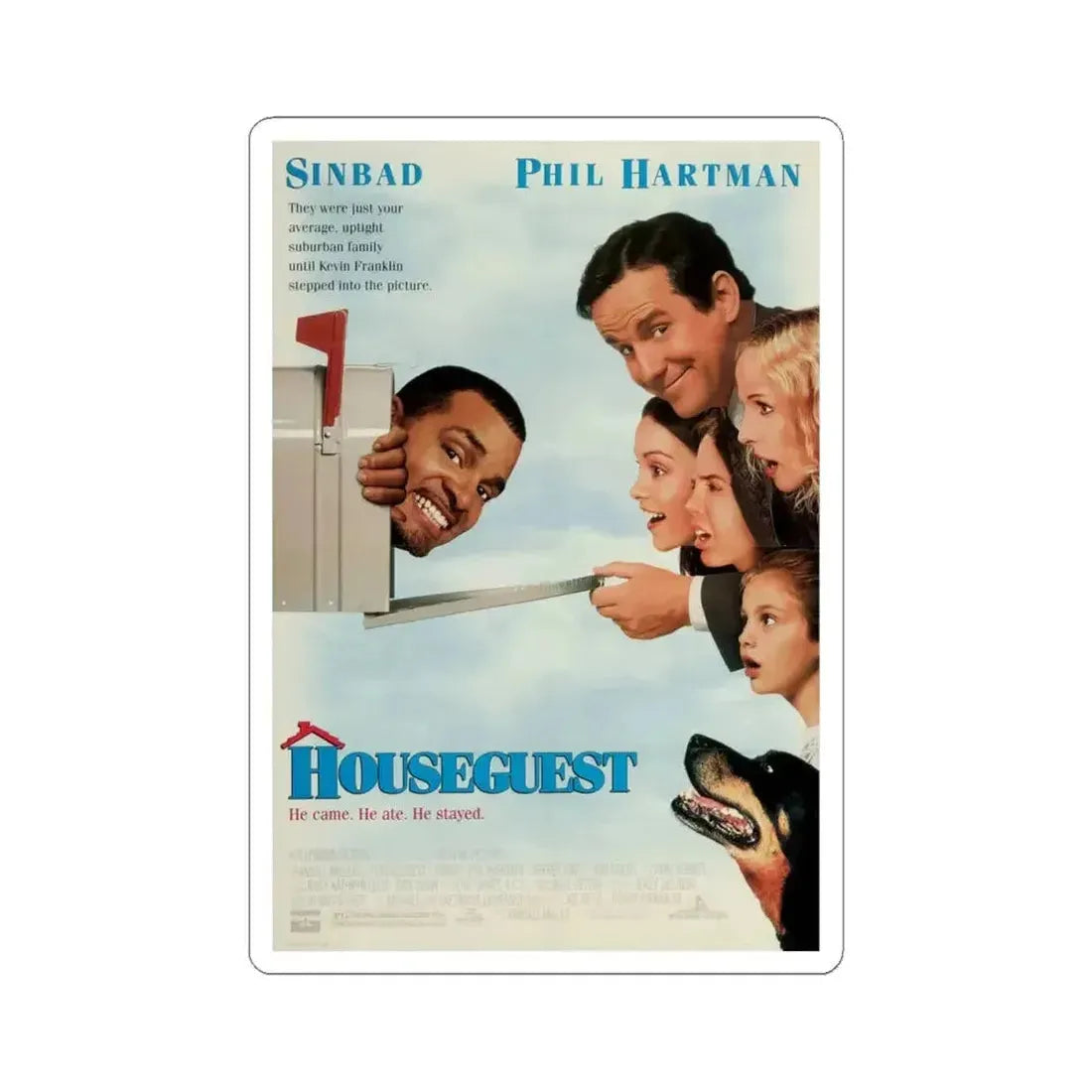 Houseguest 1995 Movie Poster - STICKER Vinyl Kiss-Cut Decal 4 Inch White - The Sticker Space