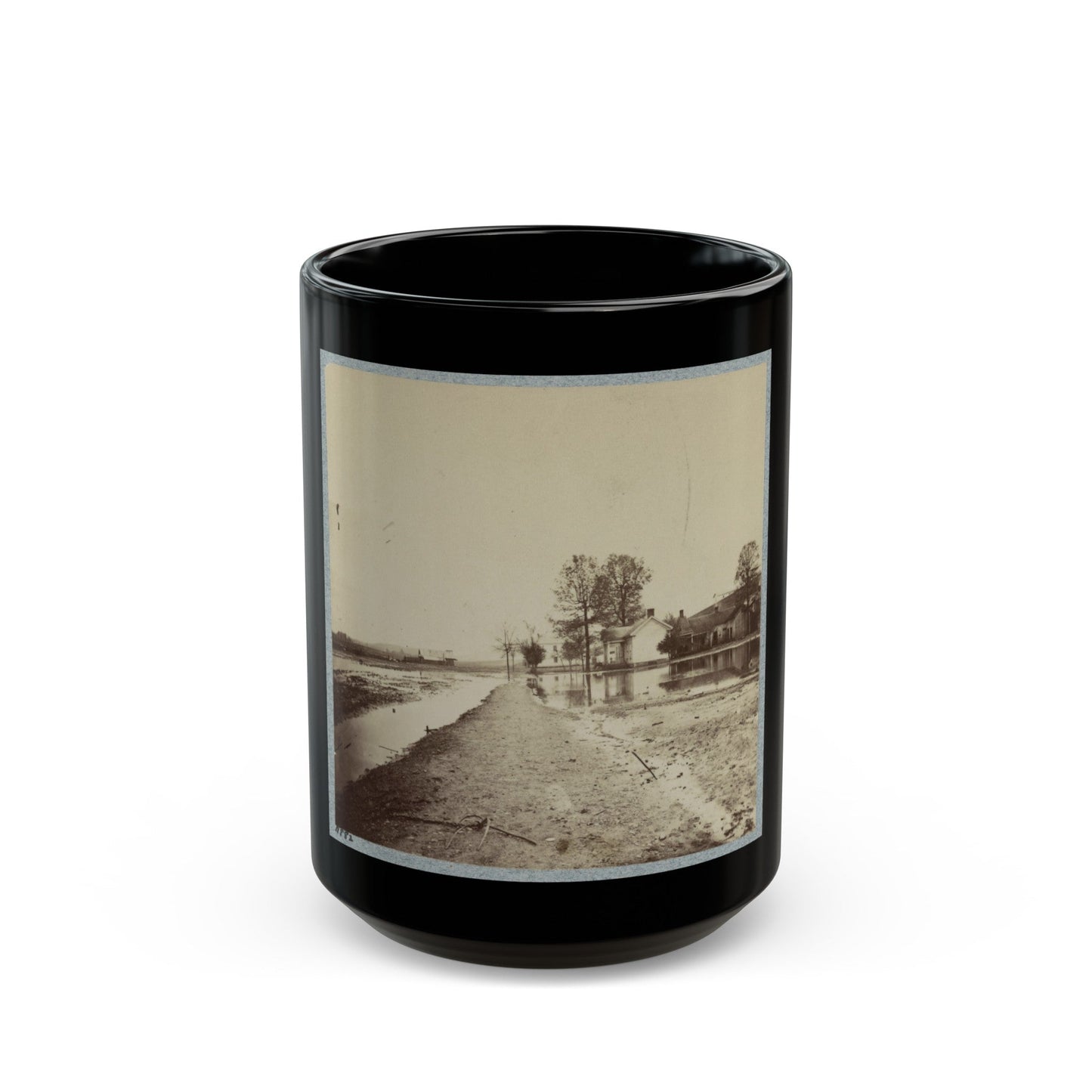 Houses In Flooded Area (U.S. Civil War) Black Coffee Mug-15oz-The Sticker Space