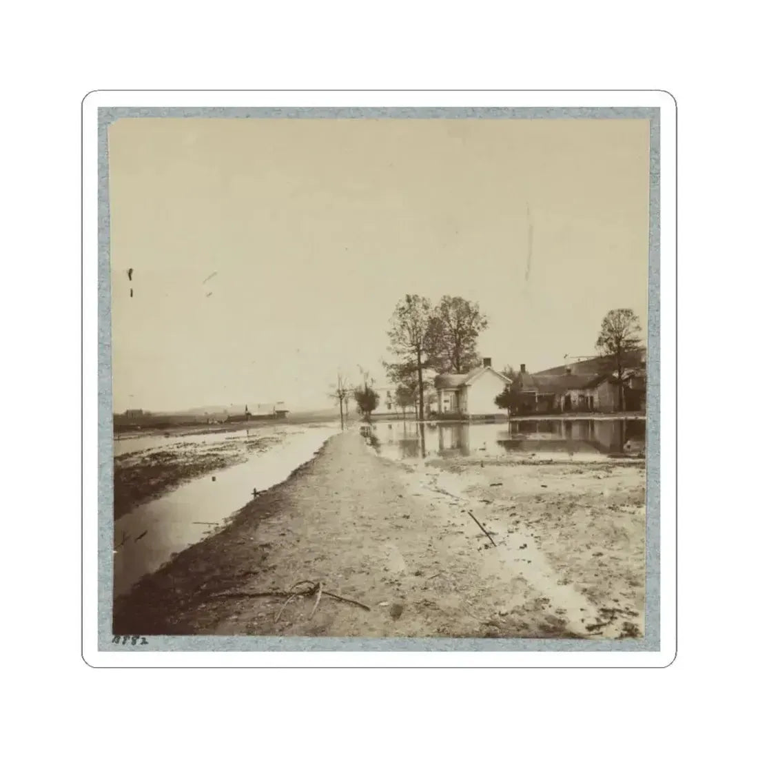 Houses in Flooded Area (U.S. Civil War) STICKER Vinyl Kiss-Cut Decal 6 Inch White - The Sticker Space