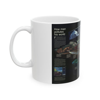 How Man Pollutes His World (1970) (Map) White Coffee Mug-The Sticker Space