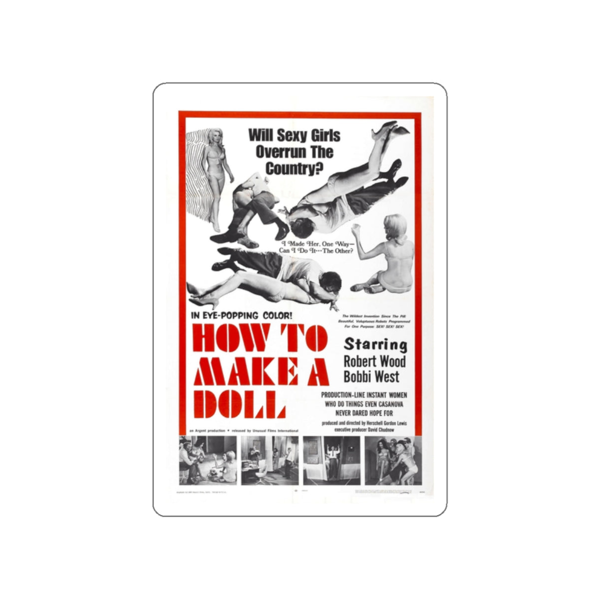 HOW TO MAKE A DOLL 1968 Movie Poster STICKER Vinyl Die-Cut Decal-2 Inch-The Sticker Space