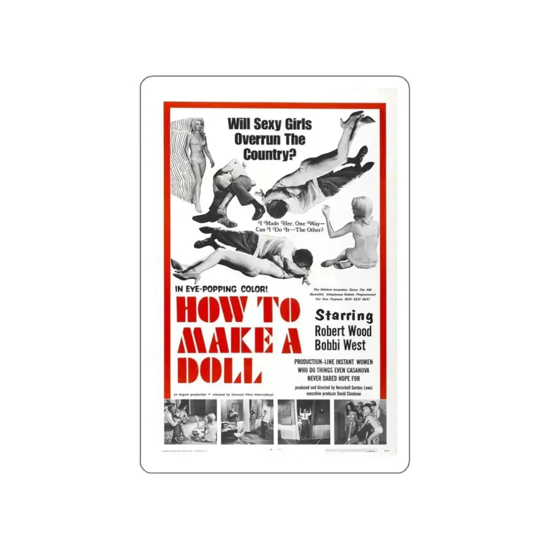 HOW TO MAKE A DOLL 1968 Movie Poster STICKER Vinyl Die-Cut Decal - The Sticker Space