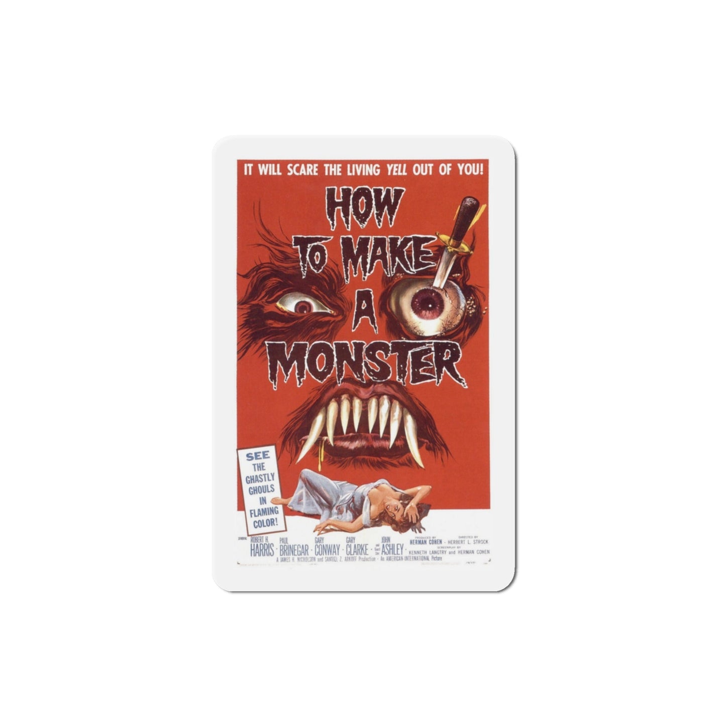 How to Make a Monster 1958 Movie Poster Die-Cut Magnet-3 Inch-The Sticker Space