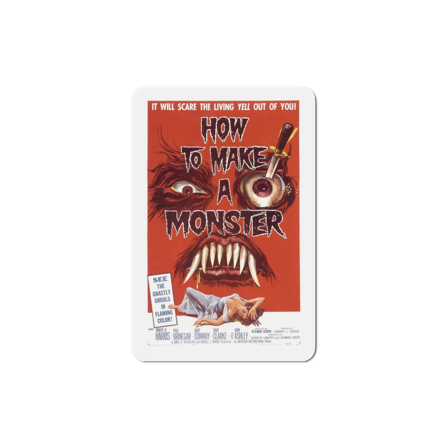 How to Make a Monster 1958 Movie Poster Die-Cut Magnet-4 Inch-The Sticker Space