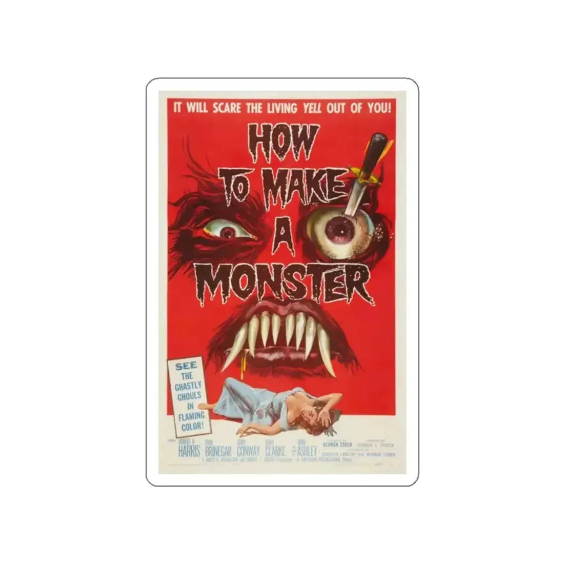 HOW TO MAKE A MONSTER 1958 Movie Poster STICKER Vinyl Die-Cut Decal - The Sticker Space