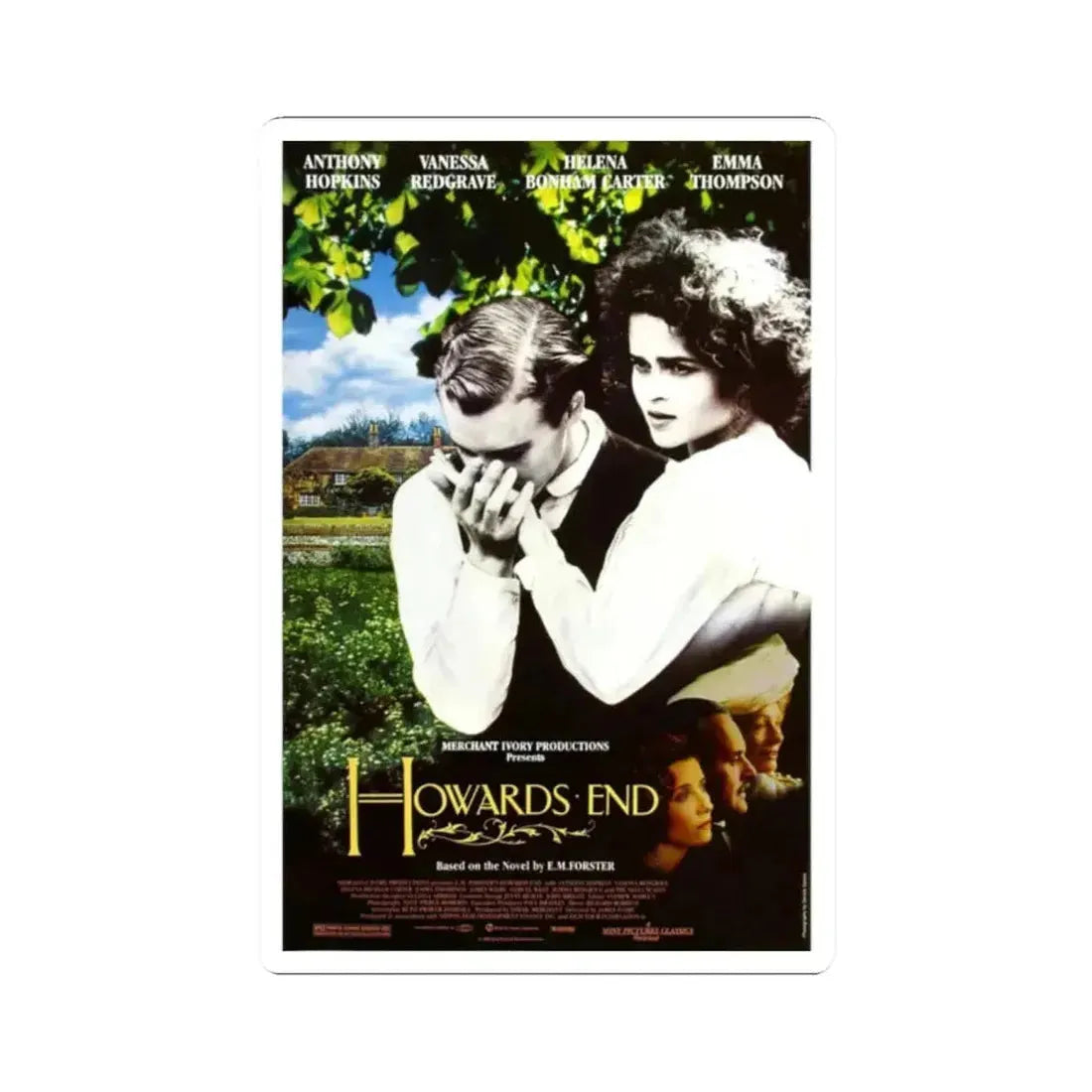 Howards End 1992 Movie Poster - STICKER Vinyl Kiss-Cut Decal 2 Inch White - The Sticker Space
