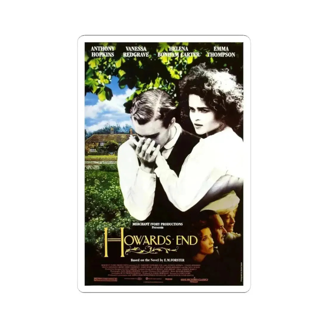 Howards End 1992 Movie Poster - STICKER Vinyl Kiss-Cut Decal 4 Inch White - The Sticker Space