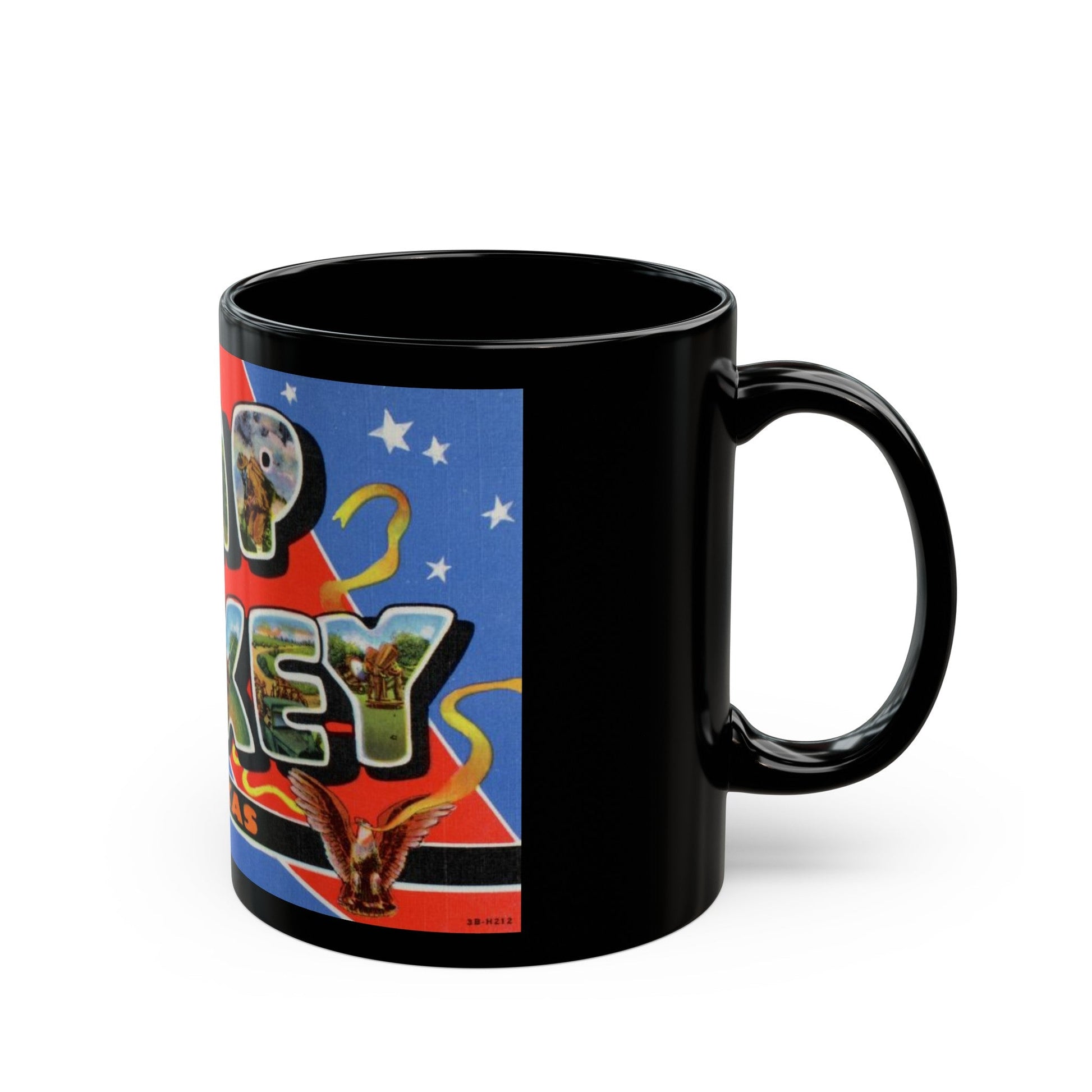 Howdy from Camp Maxey Texas (Greeting Postcards) Black Coffee Mug-The Sticker Space