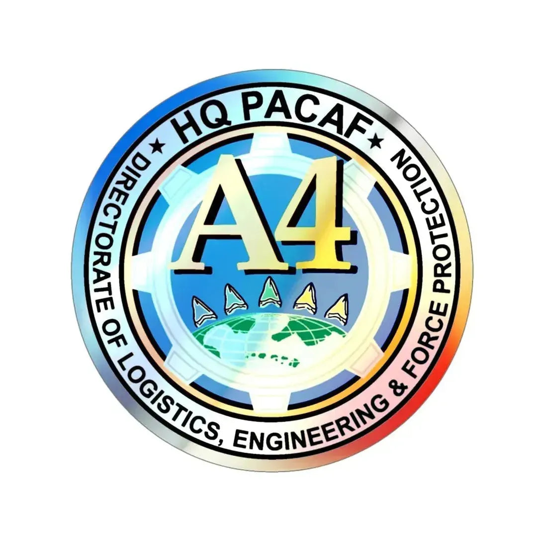 HQ PACAF A4 (U.S. Air Force) Holographic STICKER Die-Cut Vinyl Decal 5 Inch Holographic - The Sticker Space