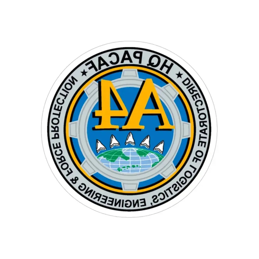HQ PACAF A4 (U.S. Air Force) REVERSE PRINT Transparent Die-Cut STICKER 4 Inch Die-Cut Transparent - The Sticker Space