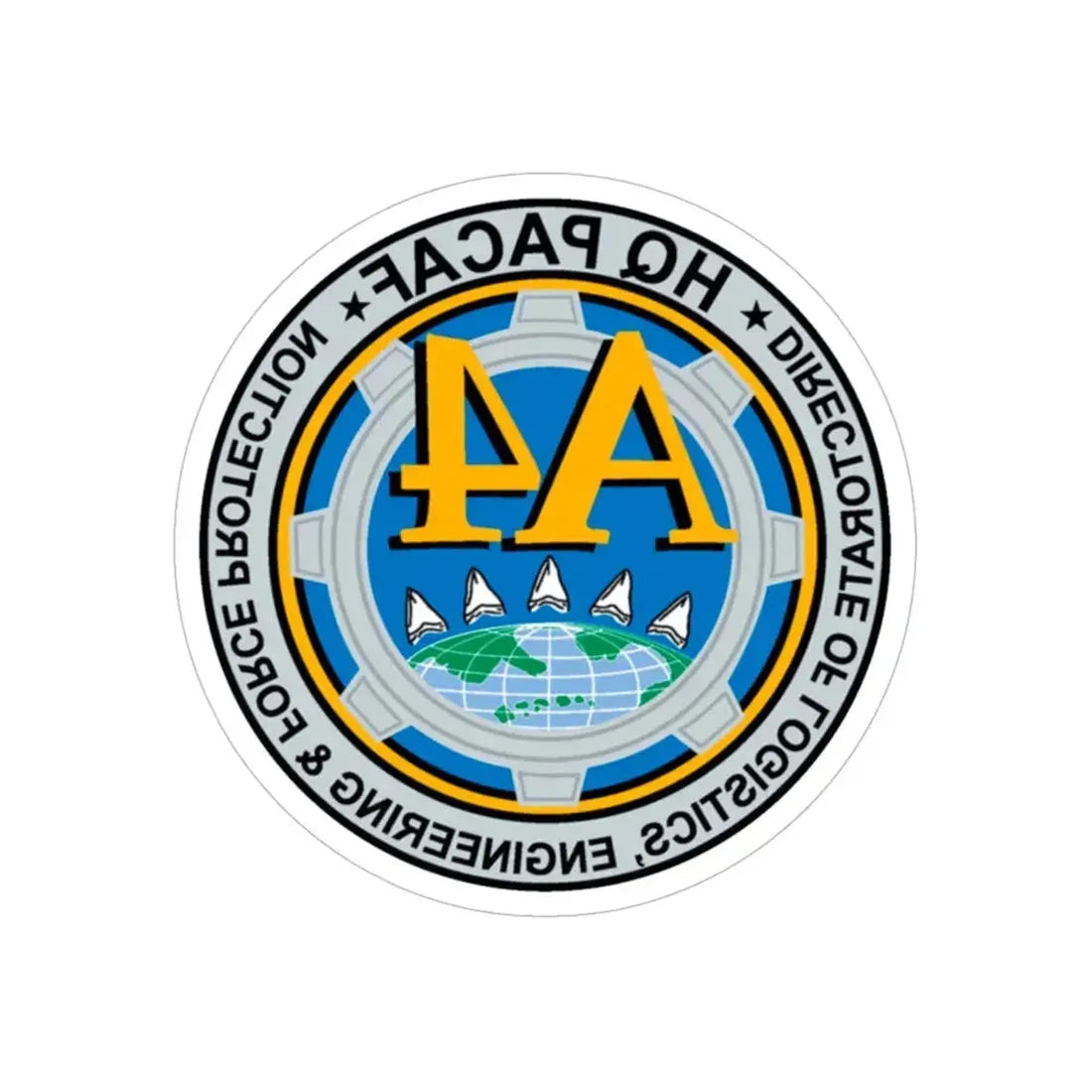 HQ PACAF A4 (U.S. Air Force) REVERSE PRINT Transparent Die-Cut STICKER 5 Inch Die-Cut Transparent - The Sticker Space