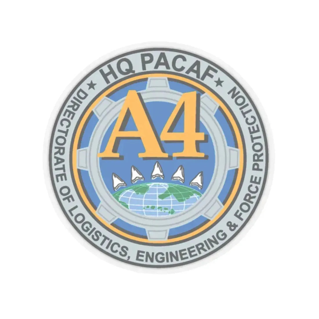 HQ PACAF A4 (U.S. Air Force) STICKER Vinyl Kiss-Cut Decal 4 Inch Transparent - The Sticker Space
