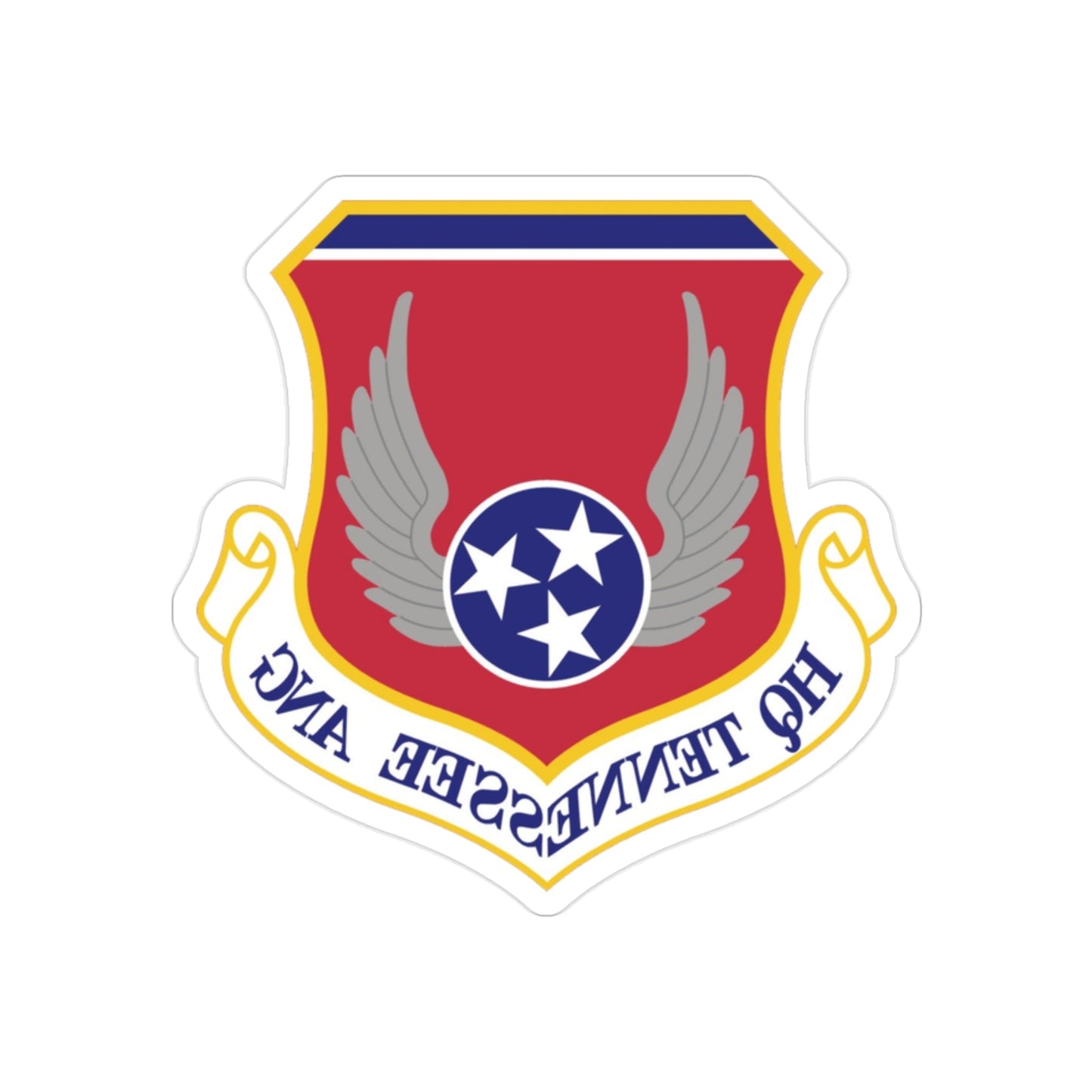 HQ Tennessee Air National Guard (U.S. Air Force) REVERSE PRINT Transparent STICKER-2" × 2"-The Sticker Space