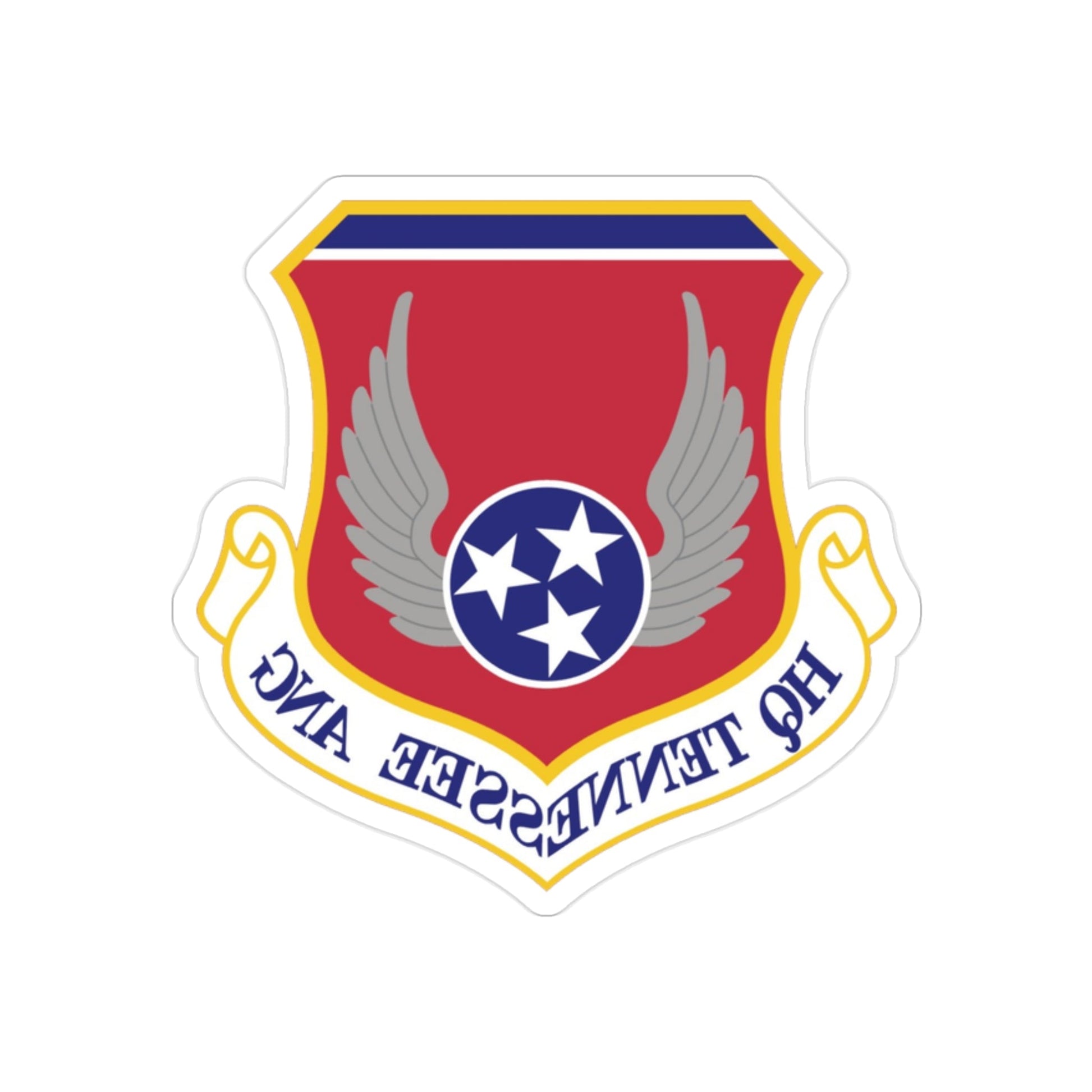 HQ Tennessee Air National Guard (U.S. Air Force) REVERSE PRINT Transparent STICKER-2" × 2"-The Sticker Space