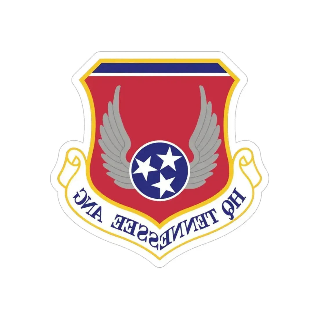 HQ Tennessee Air National Guard (U.S. Air Force) REVERSE PRINT Transparent Die-Cut STICKER 4 Inch Die-Cut Transparent - The Sticker Space