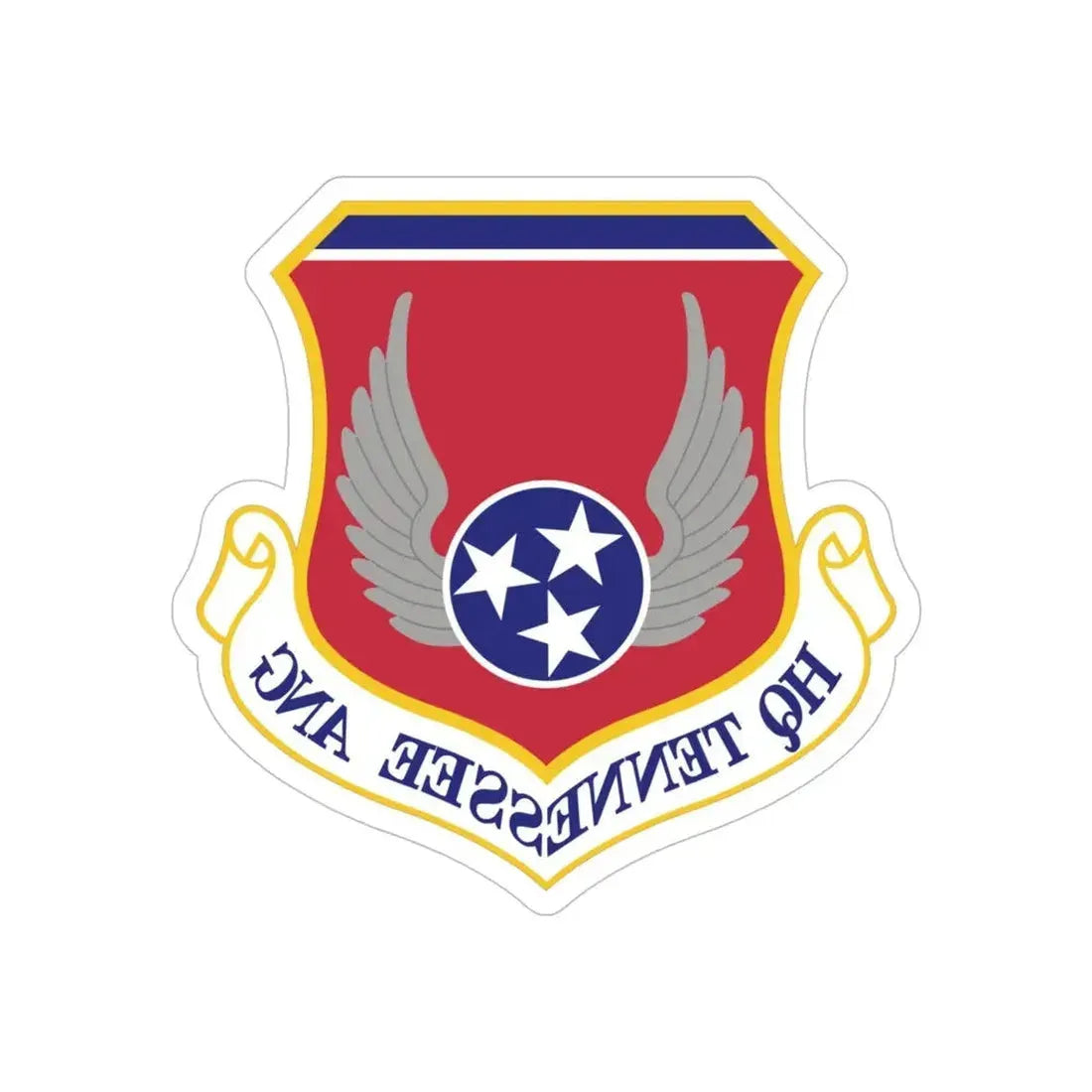 HQ Tennessee Air National Guard (U.S. Air Force) REVERSE PRINT Transparent Die-Cut STICKER 5 Inch Die-Cut Transparent - The Sticker Space