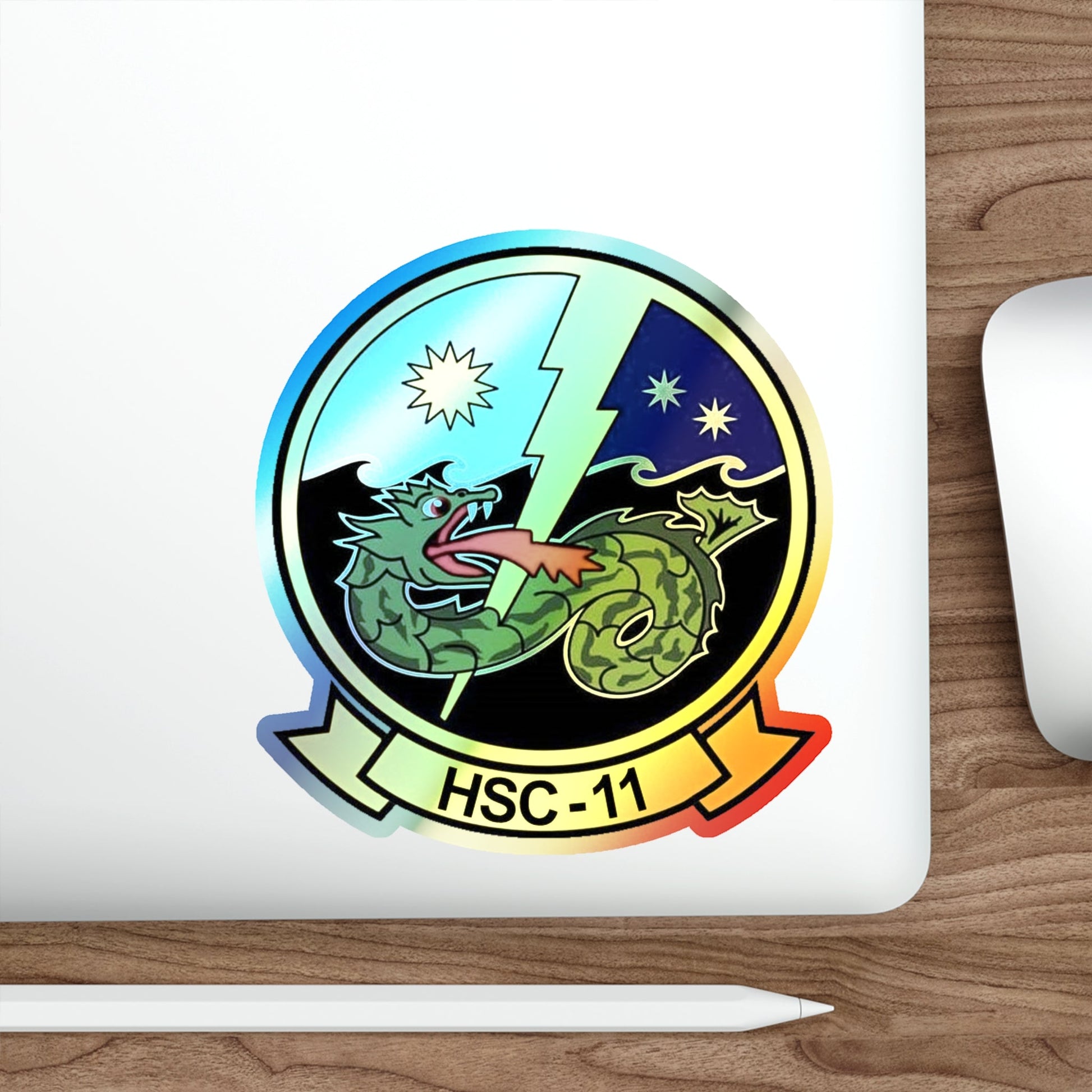 HSC 11 Helicopter Sea Combat Squadron 11 (U.S. Navy) Holographic STICKER Die-Cut Vinyl Decal-The Sticker Space