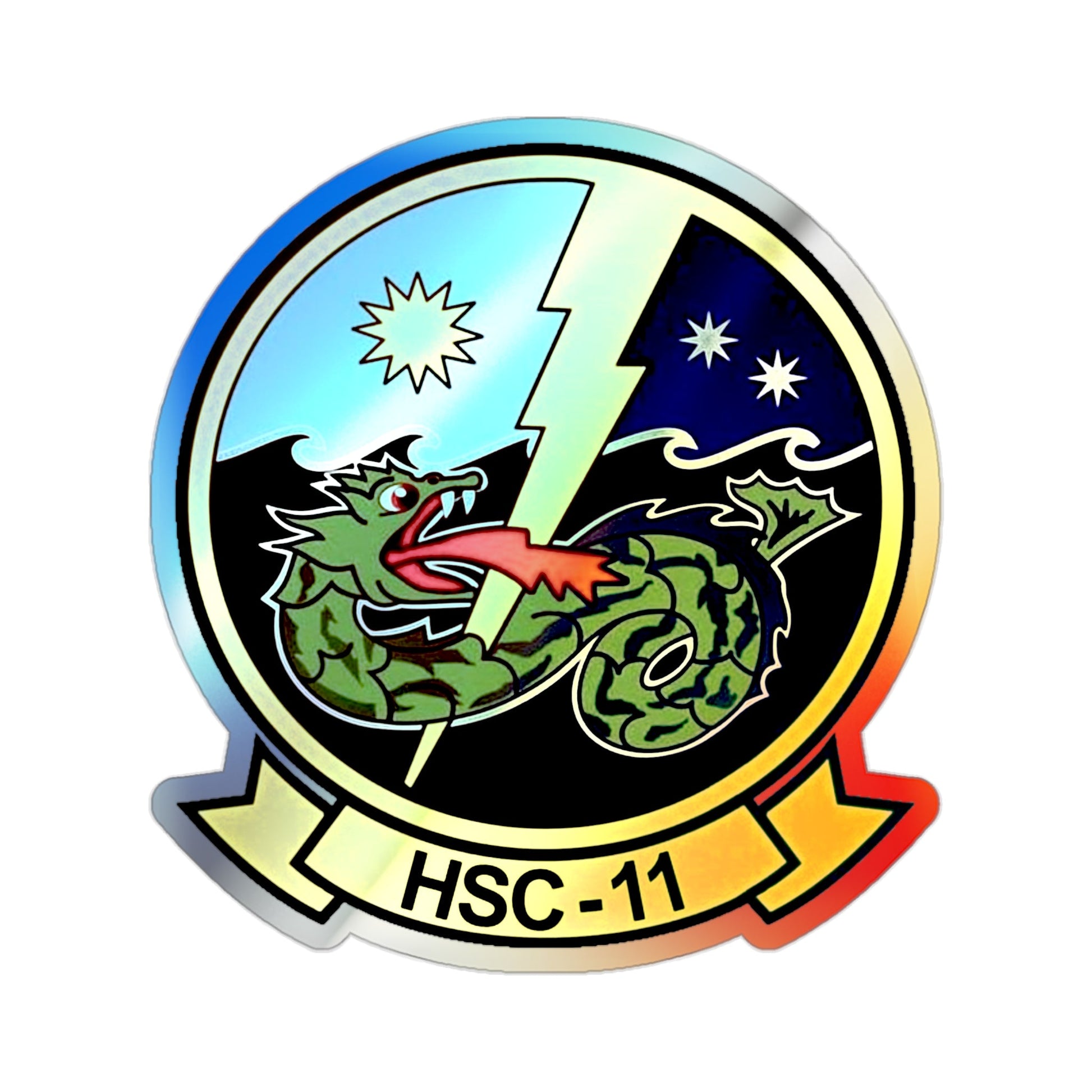 HSC 11 Helicopter Sea Combat Squadron 11 (U.S. Navy) Holographic STICKER Die-Cut Vinyl Decal-2 Inch-The Sticker Space