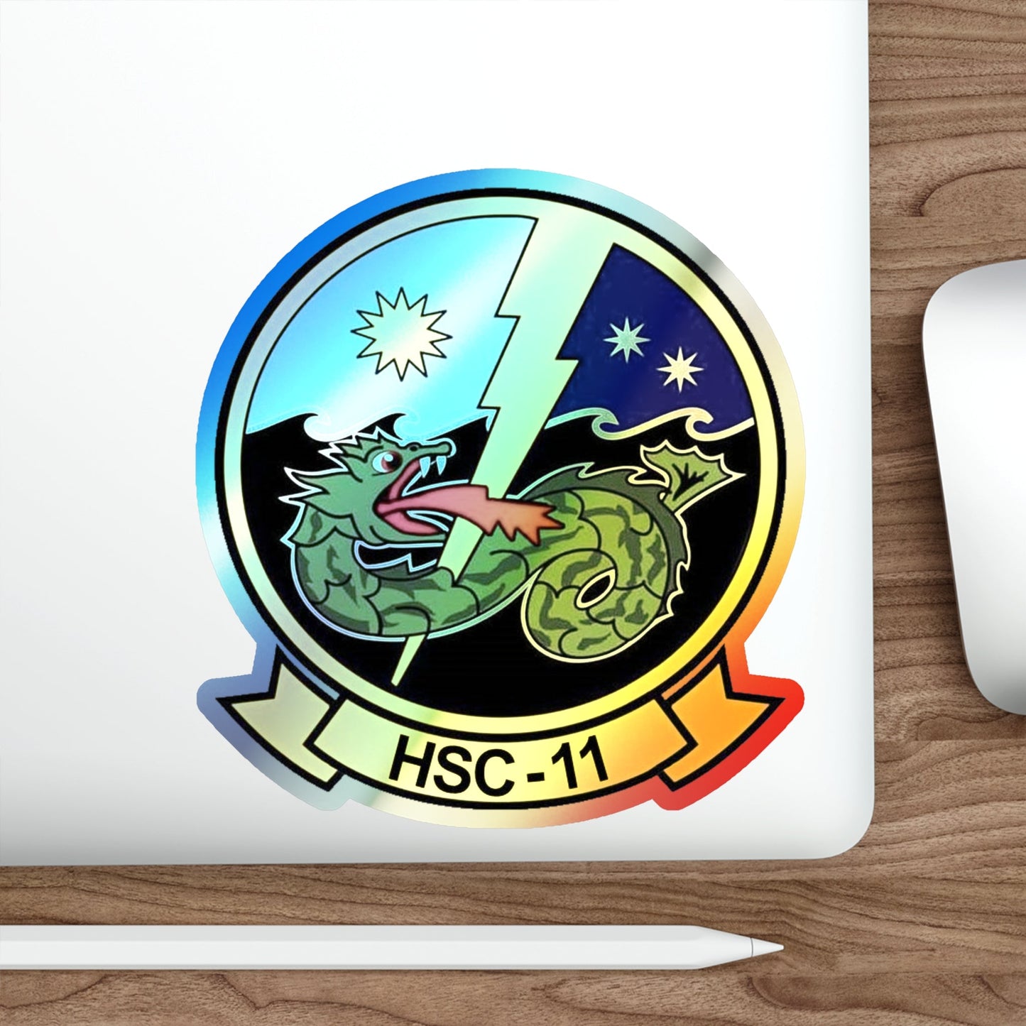 HSC 11 Helicopter Sea Combat Squadron 11 (U.S. Navy) Holographic STICKER Die-Cut Vinyl Decal-The Sticker Space