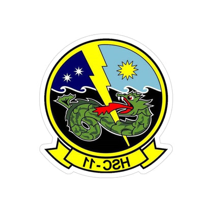 HSC 11 Helicopter Sea Combat Squadron 11 (U.S. Navy) REVERSE PRINT Transparent STICKER-4" × 4"-The Sticker Space