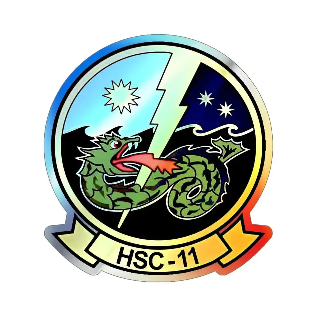 HSC 11 Helicopter Sea Combat Squadron 11 (U.S. Navy) Holographic STICKER Die-Cut Vinyl Decal 6 Inch Holographic - The Sticker Space